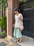 Chitoa Dot Chiffon Balloon Midi Skirt