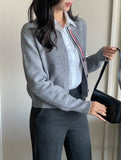 Michael Color Matching V-neck Rose Knit Cardigan