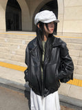 Etin Over Fit Collar Blouson Leather Jacket