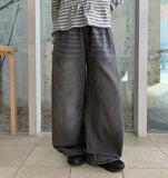 Paltas Line Washing Denim Wide Pants