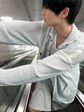 Linen Waffle Two Tone Knit Cardigan
