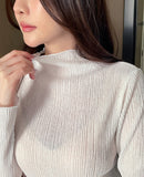 Devin Half-Neck Frill Pleated T-Blouse