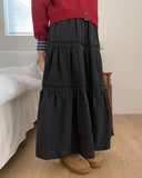 Moet Banding Suede Tiered Long Skirt