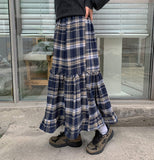 Tanview Check Tiered Banding Long Skirt