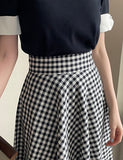 Balieu check flare long skirt