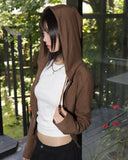 [MADE] Tutty Vintage Wood Slab Cropped Hood Zip-Up