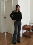 Carlin pin tuck pleated shirring banding long bootcut pants