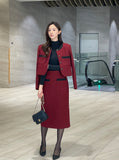 Royel color matching tweed H-line skirt