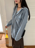 Biphy denim hooded snap denim jacket shirts