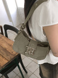 Crawl Logo Buckle Suede Washing Cross Hobo Shoulder Bag