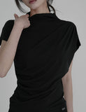 [ EEUN MADE ] Unbalance Shirring turtleneck Top