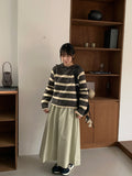 Monku stripe wool hood knit