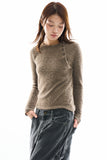Sol button hairy knit top