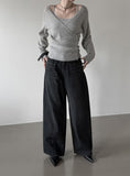 Colin V-neck Wrap Button Wool Knit