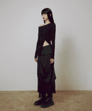 One-Shoulder Lettuce Stitch Cardigan