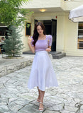 Brea Wrinkle Puff Square Short Sleeve Tee Blouse