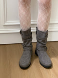 Grason suede gathered leather belted boots