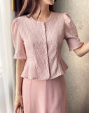 Jane Round Puff Peplum Blouse