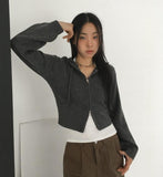 Ronky Two Way Cropped Hooded Knitwear Zip-Up