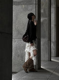 Autumn Lace Tiered Unbalanced Skirt