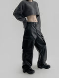 Dooy Wide Leather Cargo Pants