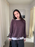 Karan Off-Shoulder Strap Stripe Long Sleeve Tee