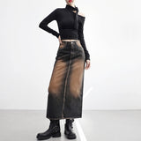 caro slit denim skirt