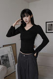 Slim V-neck Knit Top