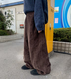 Kansho side pintuck corduroy wide pants