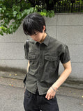 Washing Khaki Crop Shirt