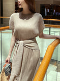 Ella Summer Pleated Maxi One Piece (Scarf Set)