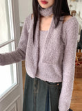 [Wool 20] Bafe Fleece Deep U-Neck Knit Muffler Set