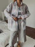 Candy Soft Loose-Fit Cotton Checkered Shirt