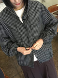 Attil check hood long sleeve shirt