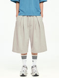 Wide Balloon Pintuck Sweat Bermuda Pants