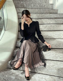 Crete color matching pleated tulle one-piece