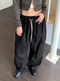 Hight Cotton String Two Way Cargo Long Jogger Wide Pants