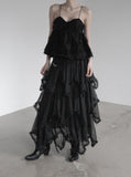 Black Swan Backless Fringe Bustier Top