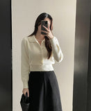 Debiju Pearl Button Collar Knit