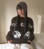 Rowin Rabbit Nordic Brush Fur Round Knit