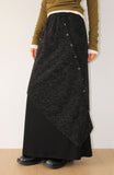 BUTTON LAYERED MAXI SKIRT