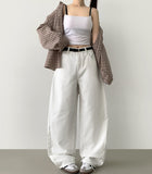 Curv cut line mega balloon fit banding cotton pants