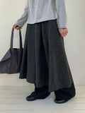 Fiden Wool Pleats Banding Dot Long Skirt