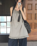 Limit string frill sleeveless mini one piece