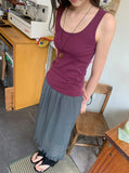 Duhin Basic Color Layered Round Sleeveless