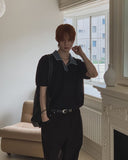 Vice Denim Collared Short Sleeve Knit