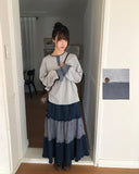 Mion Stripe Color Matching Point Long Sleeve T-shirt