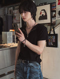 [LANARCH] Half Zip-Up Short Sleeve T-Shirt