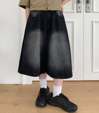 [Unisex] Gelgo Pintuck Washing Denim Bermuda Pants