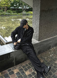Two-tuck washed wide cargo denim